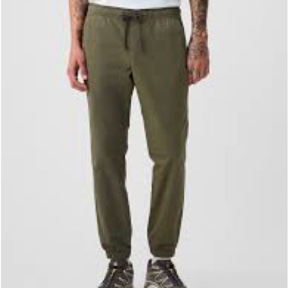 Men’s Gap slim canvas joggers with Gapflex moss colour new with tags